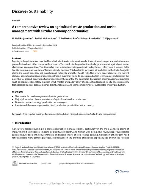 A comprehensive review on agricultural waste production and onsite ... - raincitystudios.com