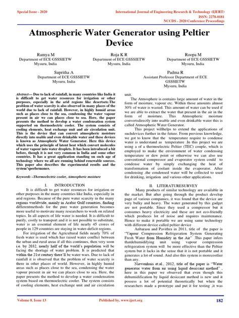 A comprehensive study of an atmospheric water generator using Peltier ... - raincitystudios.com