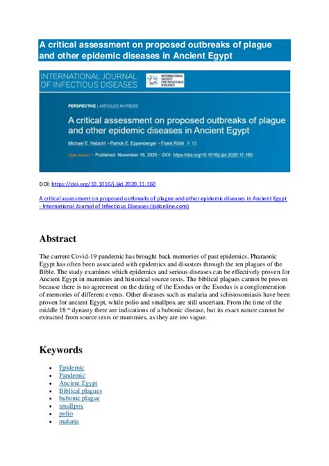 A critical assessment of proposed outbreaks of plague and other ... - wintechmobiles.com