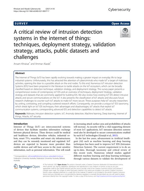 A critical review of intrusion detection systems in the internet of ... - coolestguyplanet.net