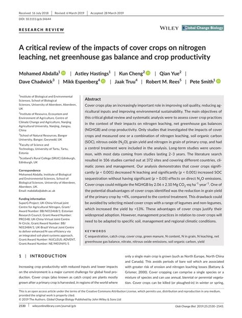 A critical review of the impacts of cover crops on nitrogen leaching ... - raincitystudios.com