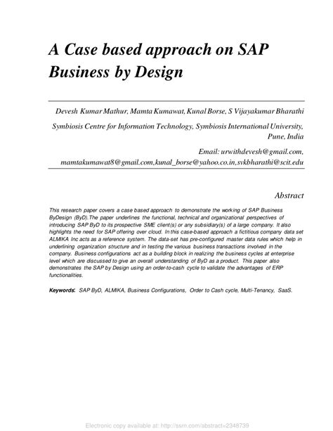 A Case Based Approach on SAP Business by Design