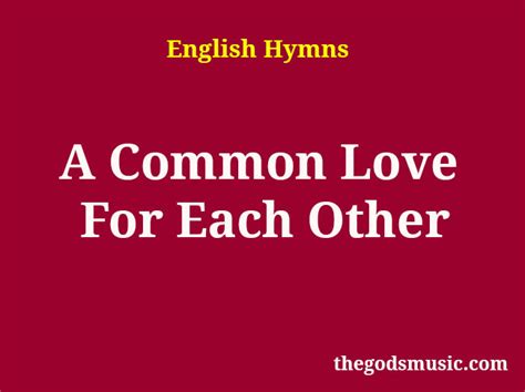 A Common Love For Each Other Song Lyrics