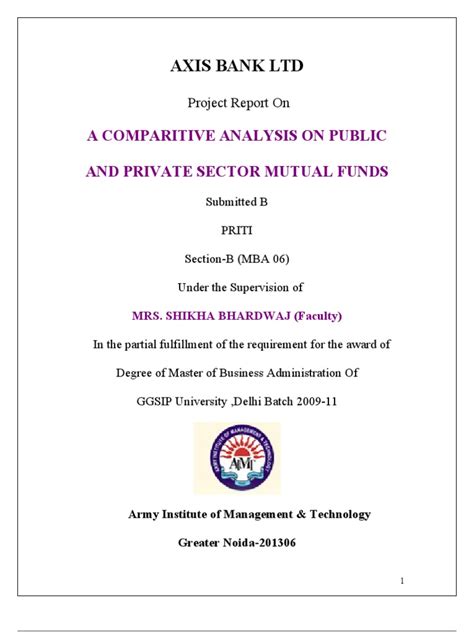 A Cmparative Analysis on Public and Private Mutual Funds