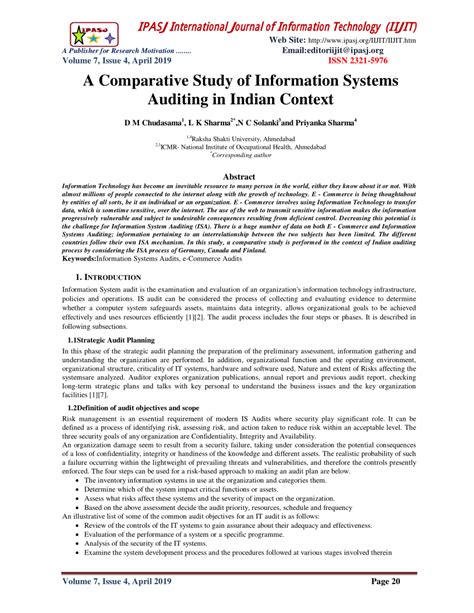 A Comparative Study of Information Systems Auditing in Indian Context