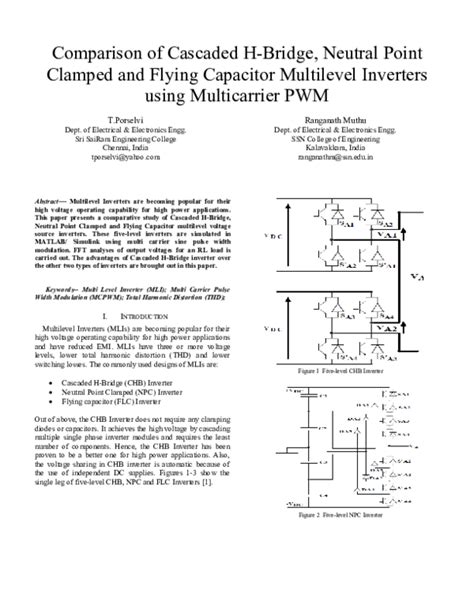 A Comparison of Diode Clamped and Cascaded Multilevel Converters