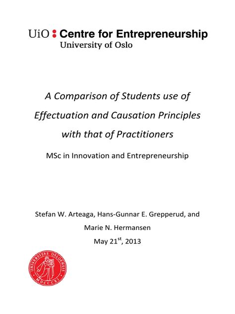A Comparison of Students Use of Effectuation and Causation Principles
