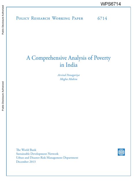 A Comprehensive Analysis of Poverty in India World Bank