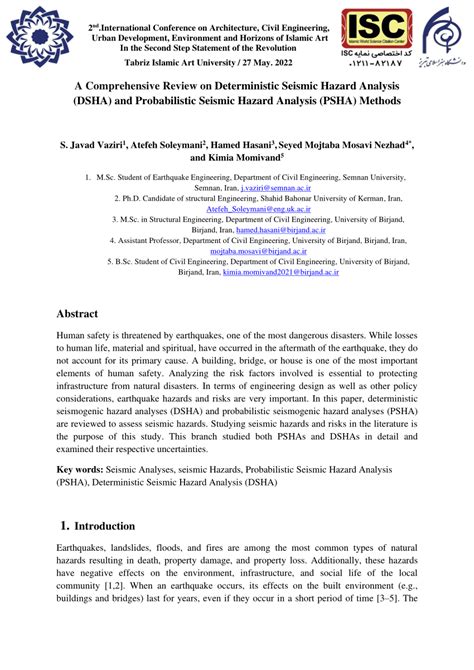 A Comprehensive Review on Deterministic Seismic Hazard …