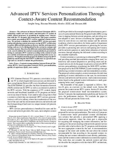 A Context Aware Architecture For Iptv Services Personalization