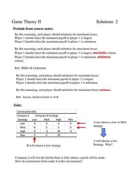 A Course In Game Theory Solutions