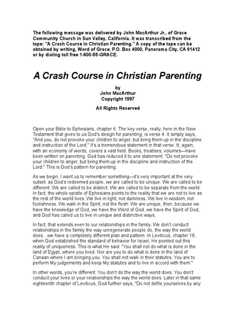 A Crash Course in Christian Parenting John MacArthur
