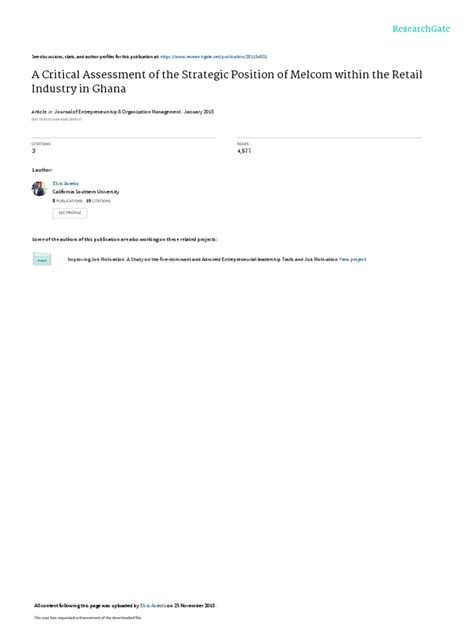 A Critical Assessment of the Strategic Position of Melcom ...