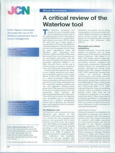 A Critical Review of the Waterlow Tool
