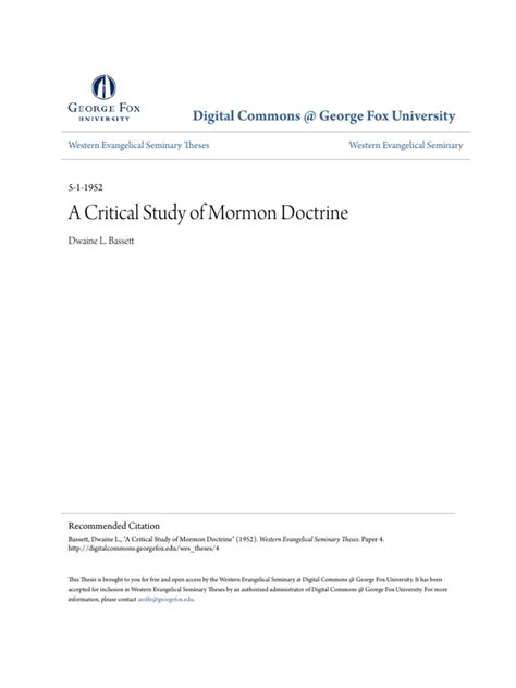A Critical Study of Mormon Doctrine pdf