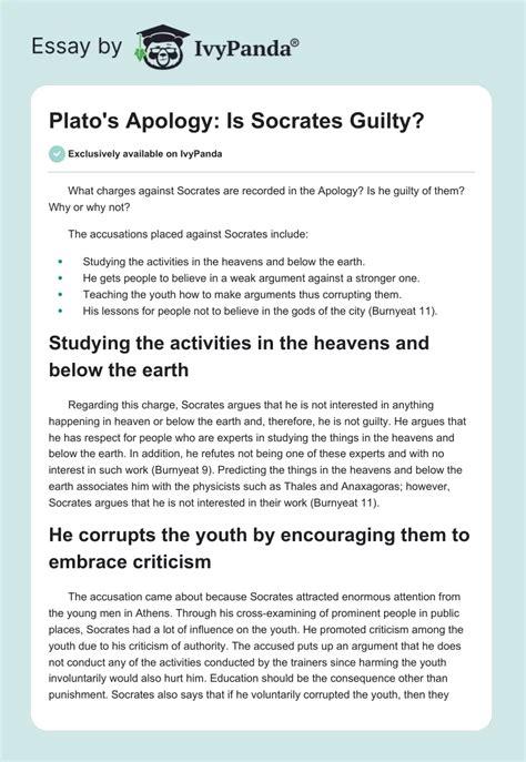 A Critique of Socrates Guilt in the Apology