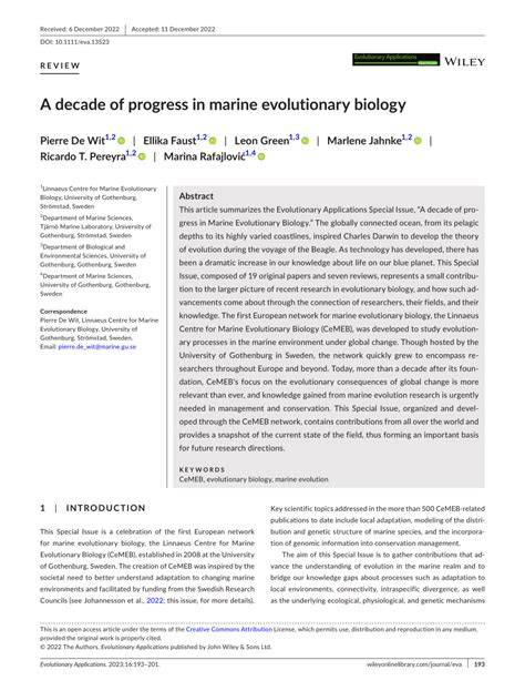 A decade of progress in marine evolutionary biology - raincitystudios.com
