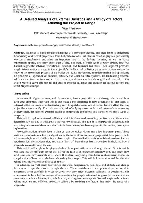 A Detailed Analysis of External Ballistics and a Study of … - wintechmobiles.com