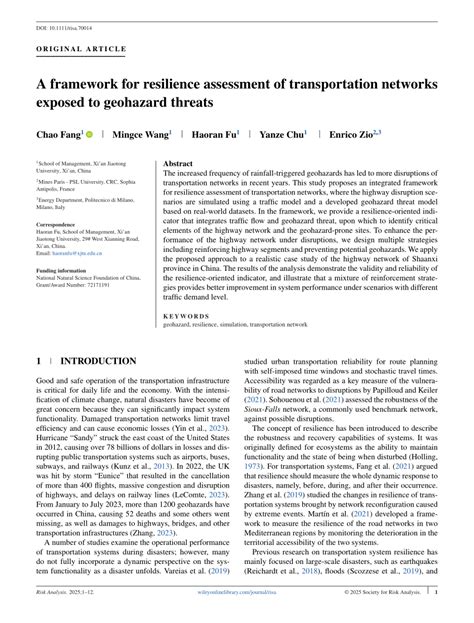 A framework for resilience assessment of highway transportation networks - wintechmobiles.com
