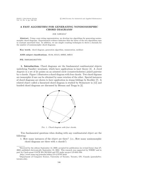 A Fast Algorithm For Generating Nonisomorphic Chord Diagrams