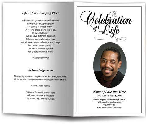 A Funeral Program Is A Folded Pamphlet That Includes The Order …