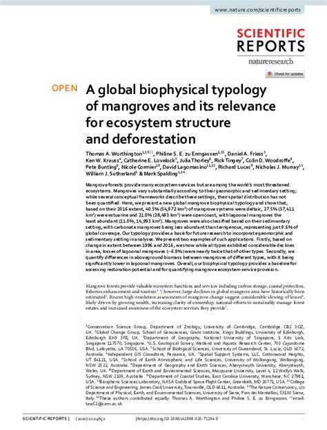 A global biophysical typology of mangroves and its relevance for ... - raincitystudios.com
