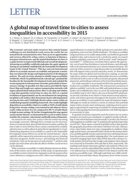 A global map of travel time to cities to assess inequalities in ... - wintechmobiles.com