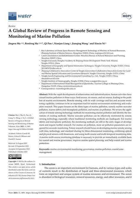 A Global Review of Progress in Remote Sensing and Monitoring of Marine ... - raincitystudios.com