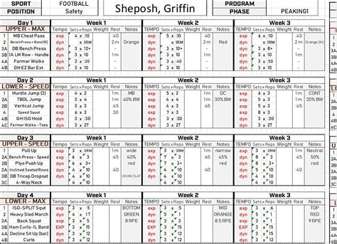 A Generic Periodized Weight Training Program for Football