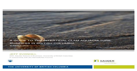 A Guide to Intertidal Clam Aquaculture Business in BC