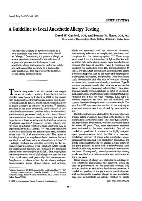 A Guideline to Local Anestetic Alergy Testing