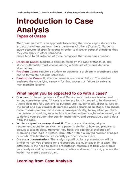 A Guides to Case Analysis