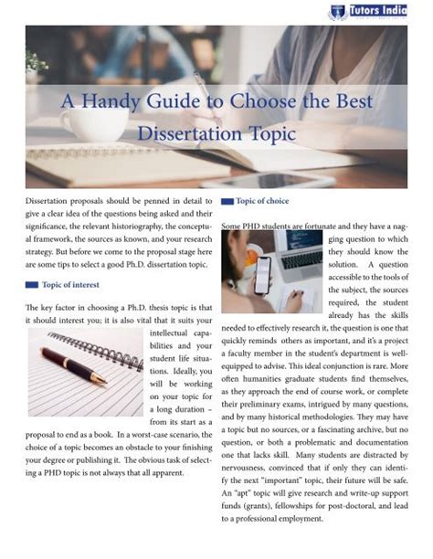 A Handy Guide to Choose the Best Dissertation Topic pdf