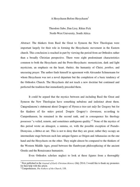 A Hesychasm Before Hesychasm pdf