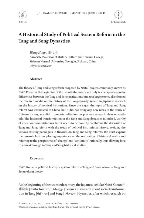 A Historical Study of Political System Reform in the Tang and