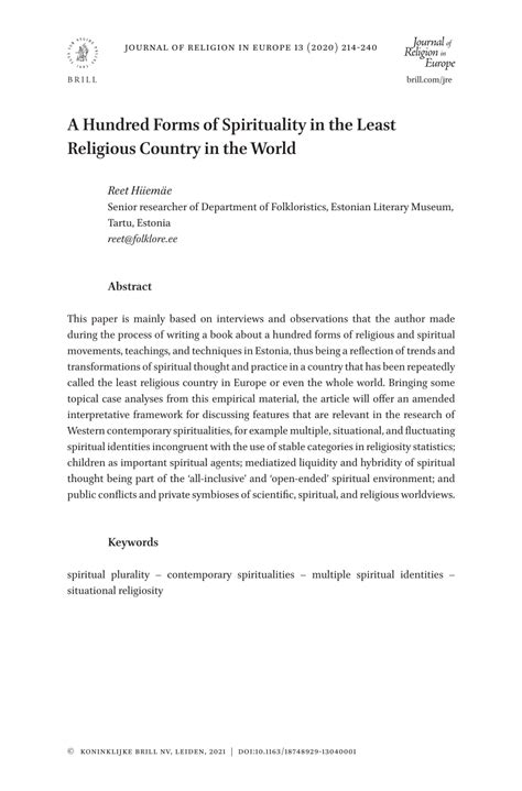 A Hundred Forms of Spirituality in the Least Religious Country …