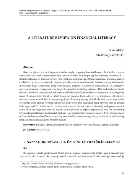 A Literature Review on Financial Literacy