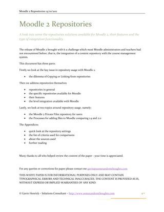 A Look at Moodle 2 Repositories 1 0