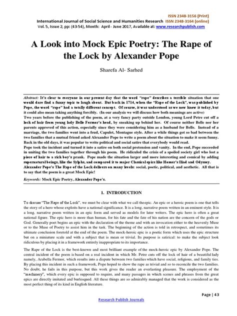 A Look into Mock Epic Poetry 4468 pdf