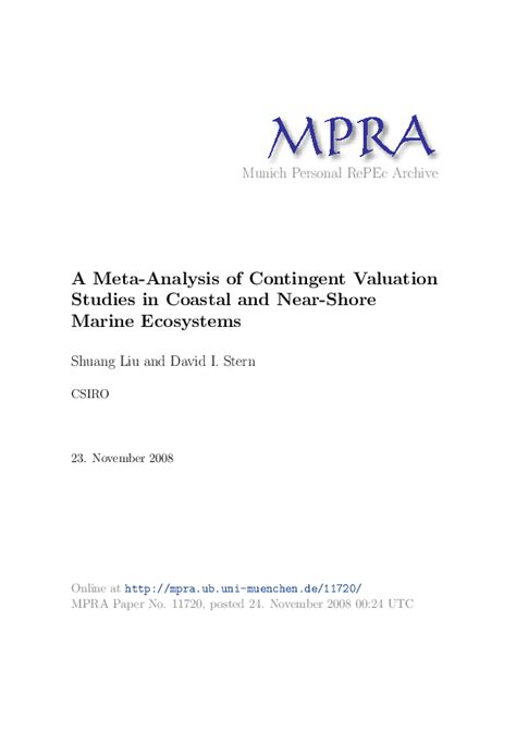 A Meta-Analysis of Contingent Valuation Studies in Coastal and Near ... - raincitystudios.com