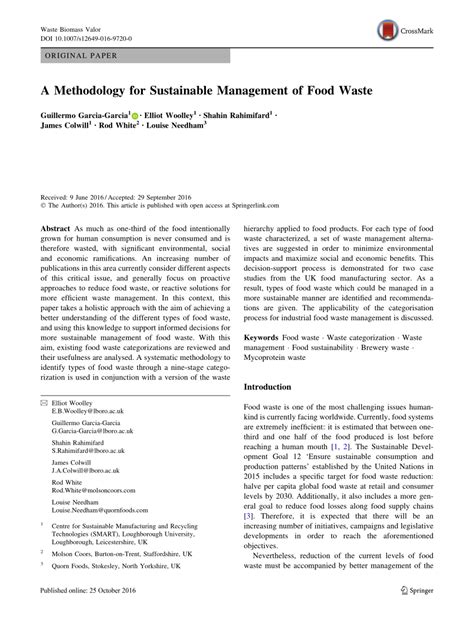 A Methodology for Sustainable Management of Food … - raincitystudios.com