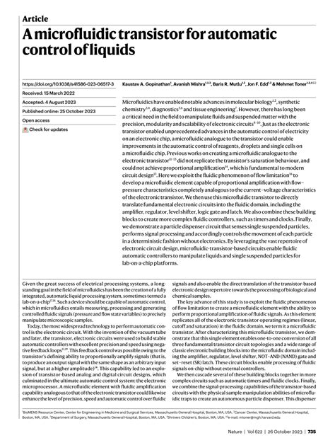A microfluidic transistor for automatic control of liquids - wintechmobiles.com