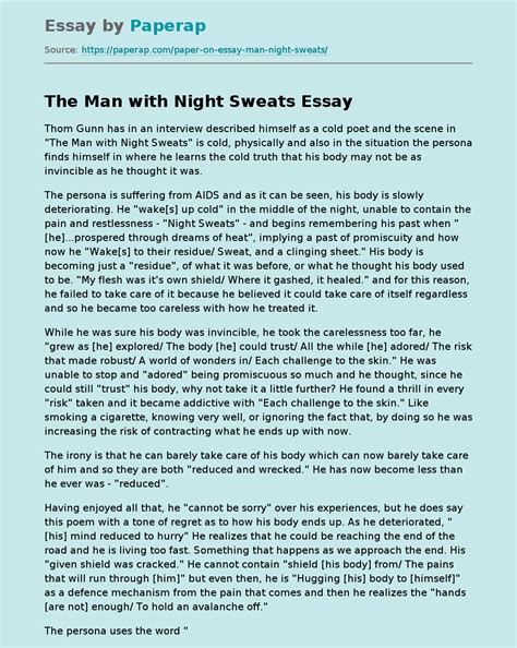 A Man with Night Sweats Essay - Cyber Essays