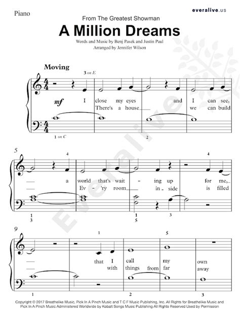 A Million Dreams Piano Sheet Music Easy