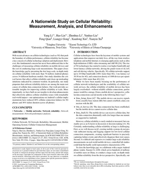 A Nationwide Study on Cellular Reliability: Measurement