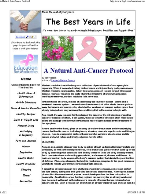 A Natural Anti Cancer Protocol