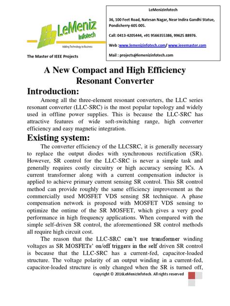 A New Compact and High Efficiency Resonant Converter pdf