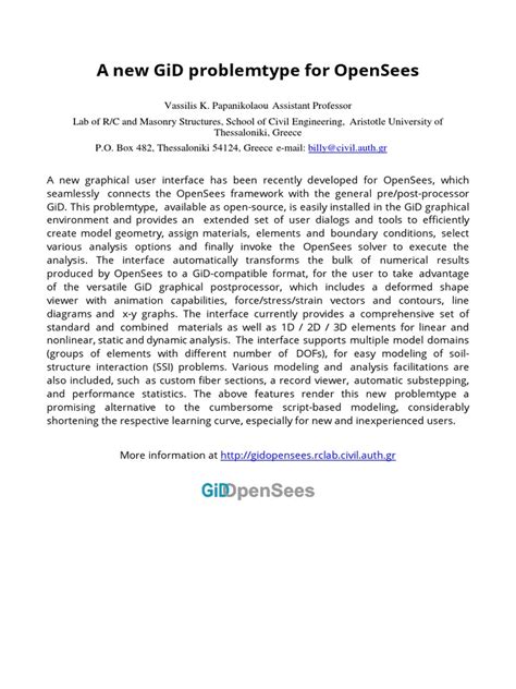A New GiD Problemtype for OpenSees