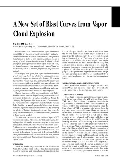 A New Set of Blast Curves From Vapor Cloud Explosion