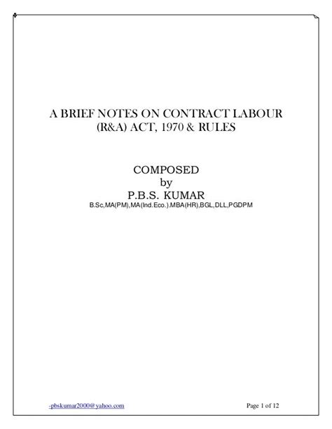 A Note on Contract Labour 1